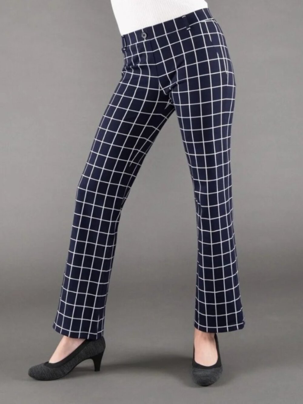 Betabrand Macro Grid Windowpane Straight Classic Dress Pant Yoga Pants XLarge